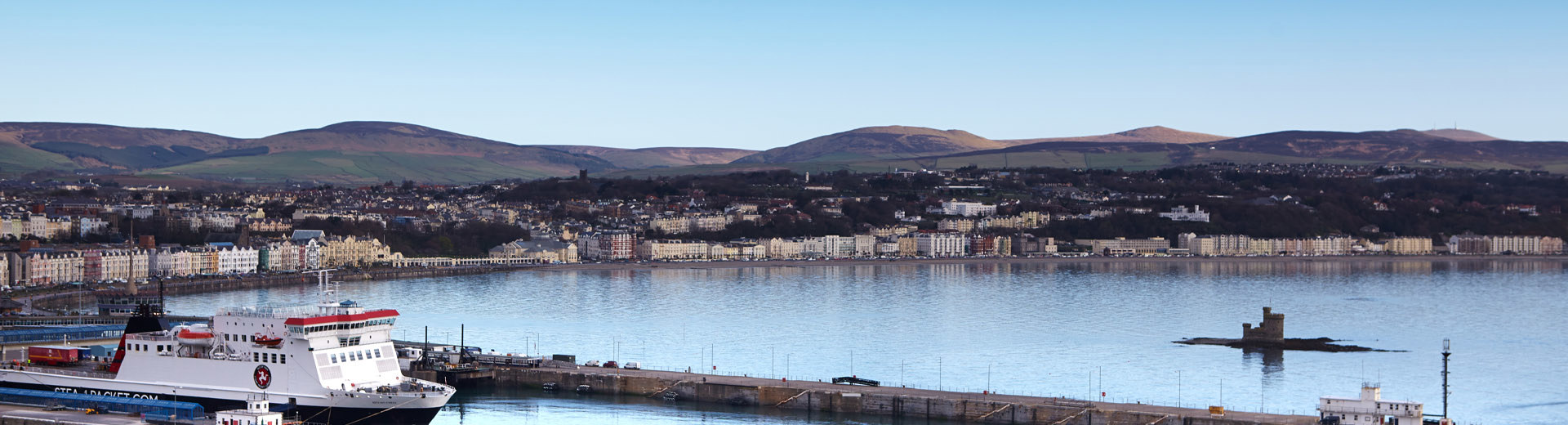 Douglas harbour in the Isle of Man showing the Isle of Man Steampacket vessel Ben-My-Chree