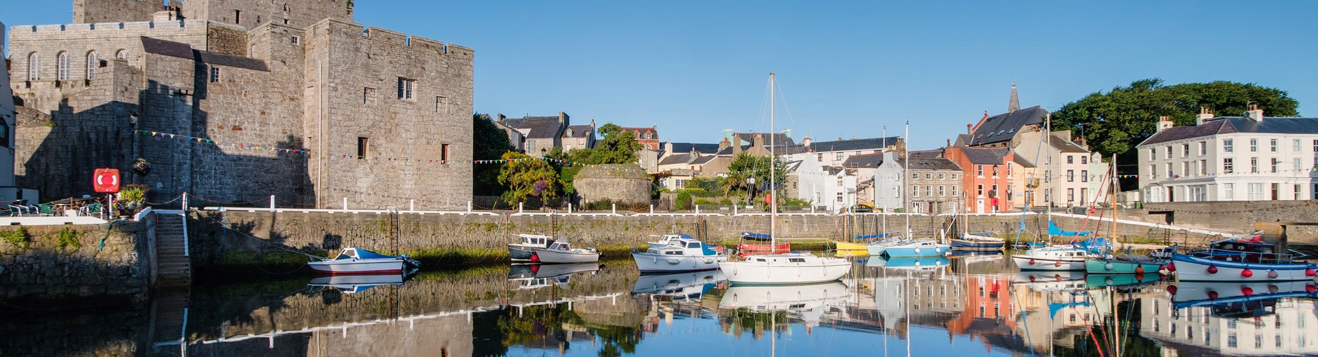 Castletown harbour on a sunny day